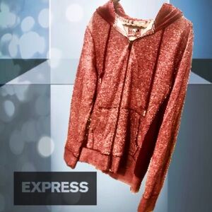 Express Women’s Zip-Up Hoodie- Rose with mesh sides.